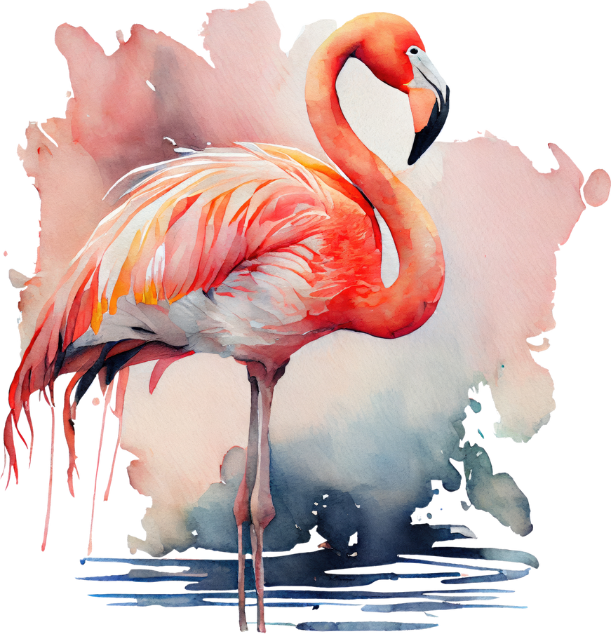 Pink Flamingo Watercolor